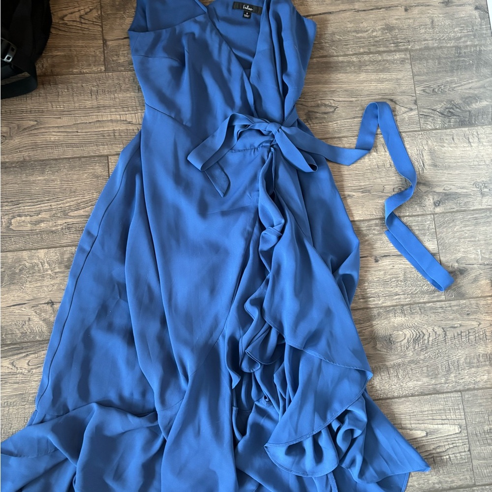 Elegant Blue Wrap Dress